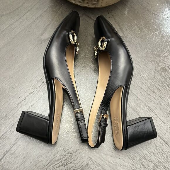 NATURALIZER Keeley Slingback Pumps Women's Shoes In Black Leather - Picture 9 of 11